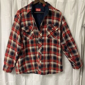 Vintage Coleman RARE‎ Plaid Flannel Shirt Jacket Size L 70s 80s Red Navy Grunge